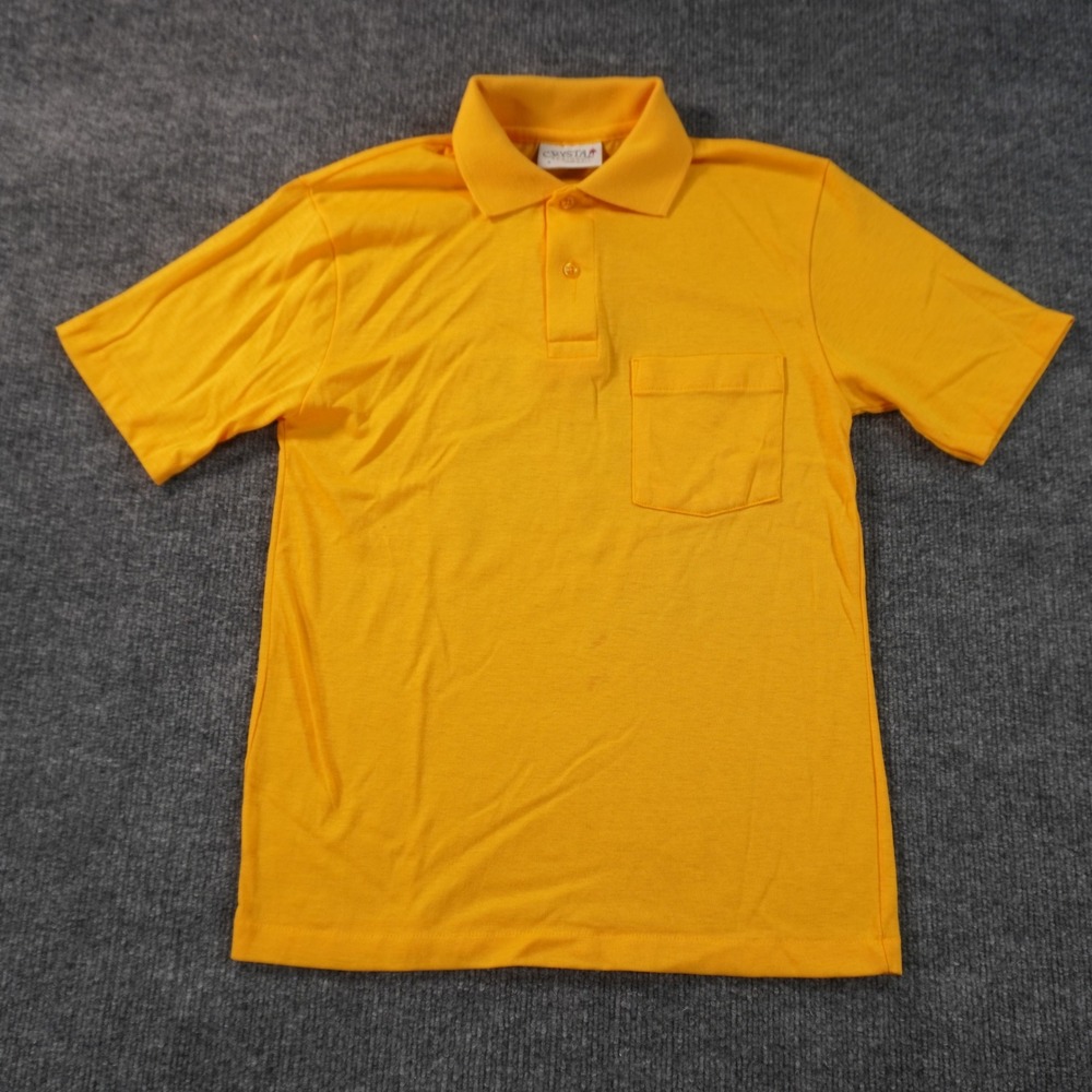 Vintage Crystal Springs Polo Shirt Mens Small Yellow German Heritage Pocket Thin